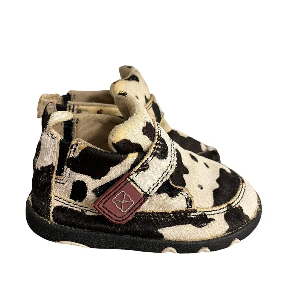 Twisted X Driving Moc Cow Print Hair on Hide Infant Shoes 6M Western Cute